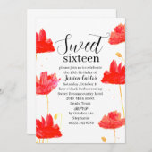 Rote Mohnblüten Süß 16 16 Einladung (Vorne/Hinten)