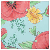 Rote Mohnblüten und gelbe Gänse Stoff (Muster)