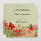 Rote Mohnblütendusche Blume Floral Meadow Baby Einladung (Vorne/Hinten)
