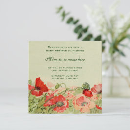 Rote Mohnblütendusche Blume Floral Meadow Baby Einladung