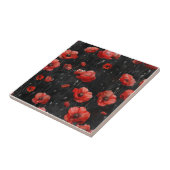 Rote Mohnchen auf schwarz Fliese (Seite)
