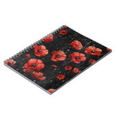 Rote Mohnchen auf schwarz Notizblock (Linke Seite)