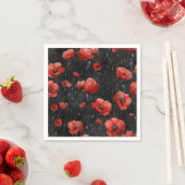 Rote Mohnchen auf schwarz Serviette (Beispiel)