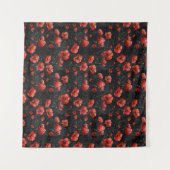Rote Mohnchen auf schwarz Wandteppich (Vorderseite (Horizontal))