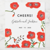 Rote Mohnhochzeit Weinetikett (Einzelnes Label)