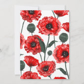 Rote Mohnkarte Blume Save the Date mit Blumenmuste (Rückseite)