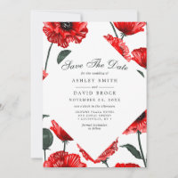 Rote Mohnkarte Blume Save the Date mit Blumenmuste