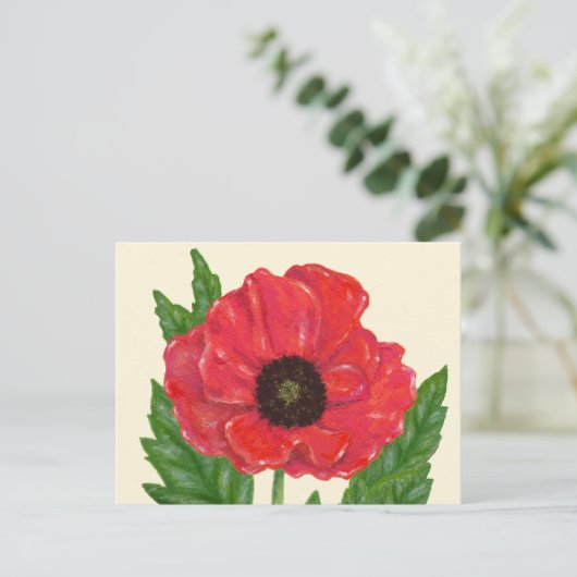 Rote Mohnkarte Postkarte (Stehend Vorderseite)