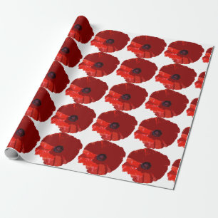 ROTE MOHNKLATSCHEN MOHNBLUMEN GESCHENKPAPIER