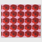 ROTE MOHNKLATSCHEN MOHNBLUMEN GESCHENKPAPIER (Flach)