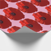 ROTE MOHNKLATSCHEN MOHNBLUMEN GESCHENKPAPIER (Ecke)