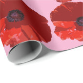 ROTE MOHNKLATSCHEN MOHNBLUMEN GESCHENKPAPIER (Rolleneckpunkt)