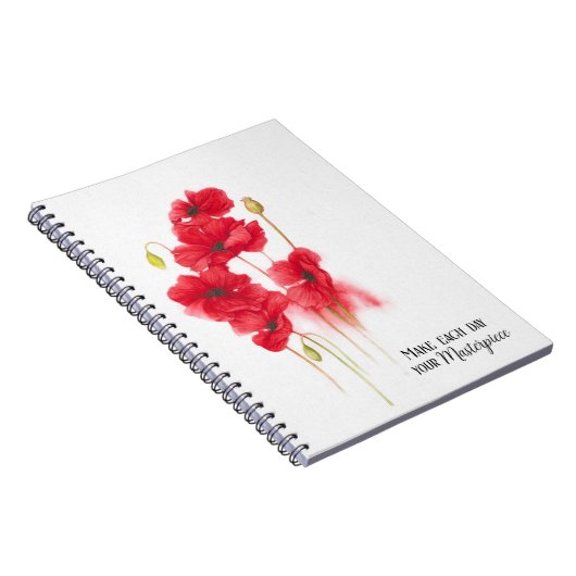 Rote Mohnmalerei mit Zitat Notizblock (Rechte Seite)