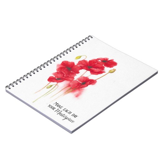 Rote Mohnmalerei mit Zitat Notizblock (Linke Seite)