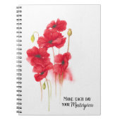 Rote Mohnmalerei mit Zitat Notizblock (Vorderseite)