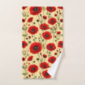 Rote Mohnmuster Badhandtuch Set (Handtuch)