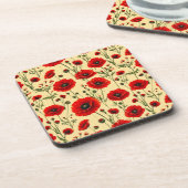 Rote Mohnmuster Getränkeuntersetzer (Linke Seite)