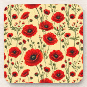Rote Mohnmuster Getränkeuntersetzer (Vorderseite)