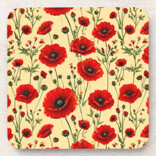 Rote Mohnmuster Getränkeuntersetzer