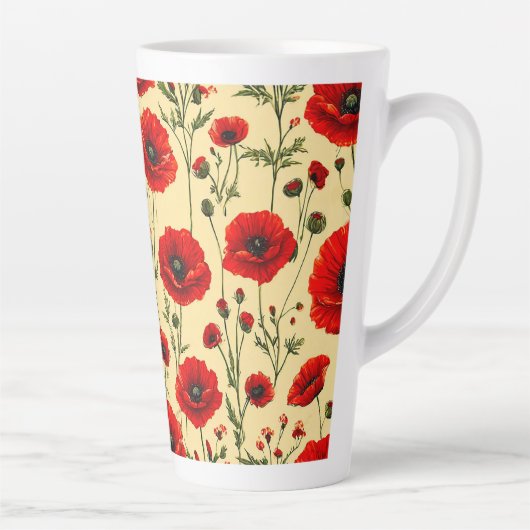 Rote Mohnmuster Milchtasse (Rechts)