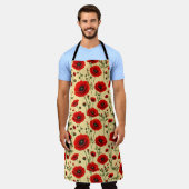 Rote Mohnmuster Schürze (Getragen)