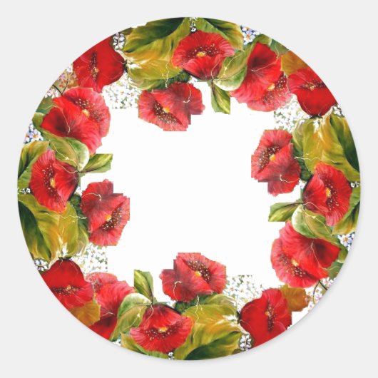 Rote Mohnsticker Runder Aufkleber (Vorderseite)