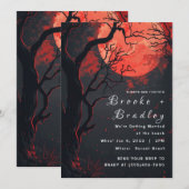 Rote Mond-Gotik-Wald-Hochzeit Einladung (Vorne/Hinten)