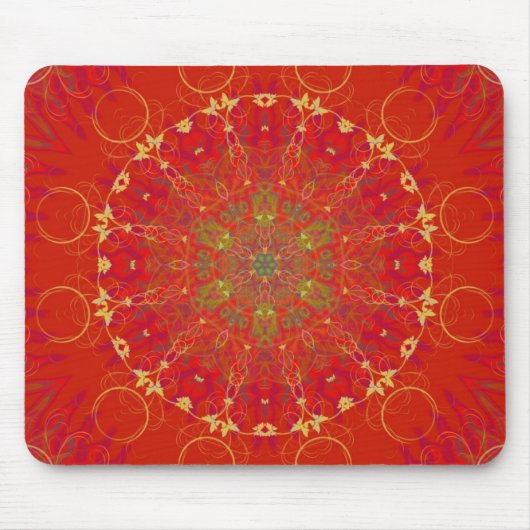 Rote Mondsun-Mandala Mousepad (Vorne)
