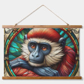 ROTE MONKEY WALL TAPESTRY WANDTEPPICH MIT HOLZRAHMEN (Vorne)