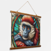 ROTE MONKEY WALL TAPESTRY WANDTEPPICH MIT HOLZRAHMEN (Gewinkelt)
