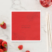 Rote monochrome Wirbel werden mein Valentine sein Serviette (Beispiel)