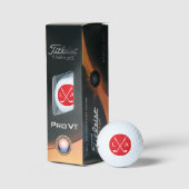 Rote Monogram Golfer Initialen und Clubs Golfball (Verpackung)