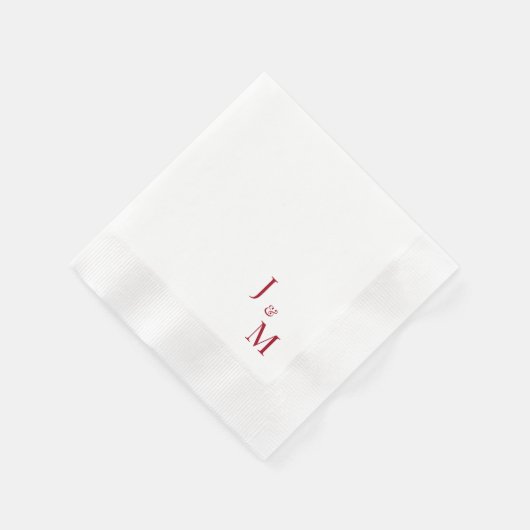 Rote Monogramm einfache weiße Hochzeit geprägt Serviette (Ecke)