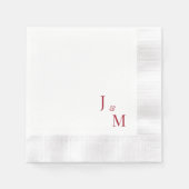 Rote Monogramm einfache weiße Hochzeit geprägt Serviette (Vorderseite)