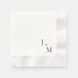 Rote Monogramm einfache weiße Hochzeit geprägt Serviette