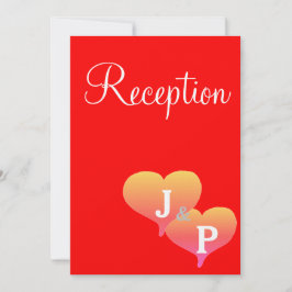 Rote Monogramm-Empfang-Karten für Sonnenuntergänge Einladung