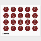 Rote Monogramm-individuelle Name der ersten Z-Wein Runder Aufkleber (Blatt)