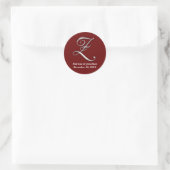 Rote Monogramm-individuelle Name der ersten Z-Wein Runder Aufkleber (Tasche)