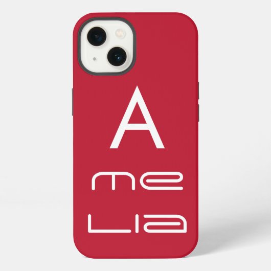 Rote Monogramm Name Personalisiert Modern iPhone Hülle (Rückseite)