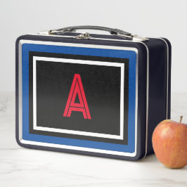 Rote Monogramm Schwarz-Weiß-Polka-Punkte Metall Brotdose