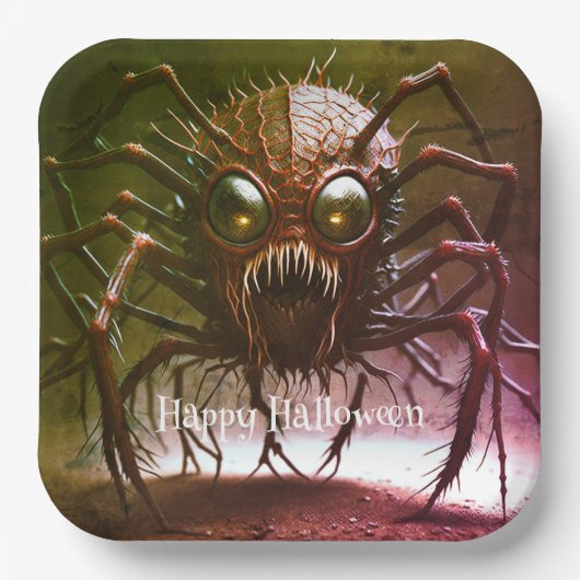 Rote Monster Halloween-Papierteller Pappteller (Vorderseite)