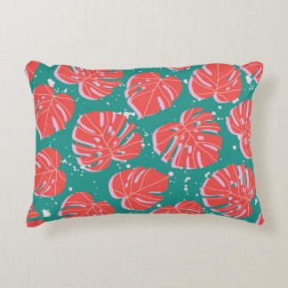 Rote Monstera: tropisches Muster Dekokissen