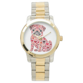 ROTE MOPS-HUNDE ARMBANDUHR