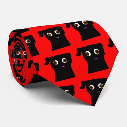 Rote Mops-Krawatte Krawatte (Gerollt)