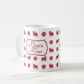 Rote Mops und Rose Kaffeetasse (Vorderseite Links)