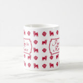 Rote Mops und Rose Kaffeetasse (Mittel)