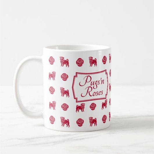 Rote Mops und Rose Kaffeetasse (Links)