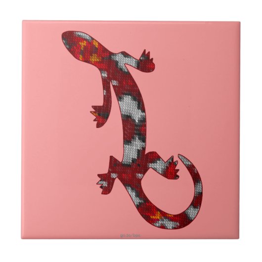Rote Mosaik-Mustergecko-Eidechsen-Reptil-Kunst Fliese (Vorderseite)