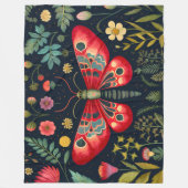 Rote Motte im Nachtgarten Fleecedecke (Vorderseite)