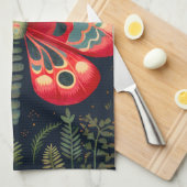 Rote Motte im Nachtgarten Geschirrtuch (Viertel Falte)